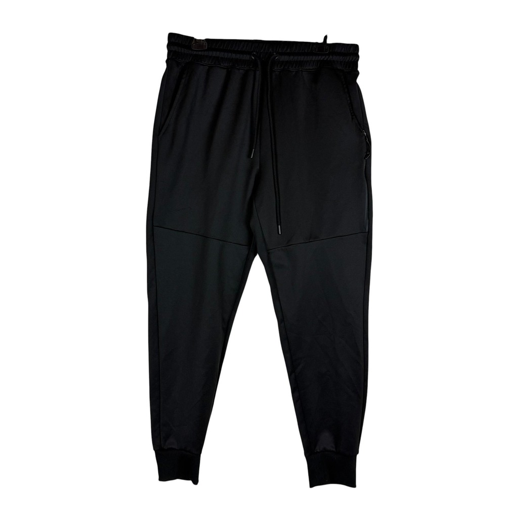 Athletex Pants Mens Large Black Microfiber Jogger Zip Pocket Stretch Athletic